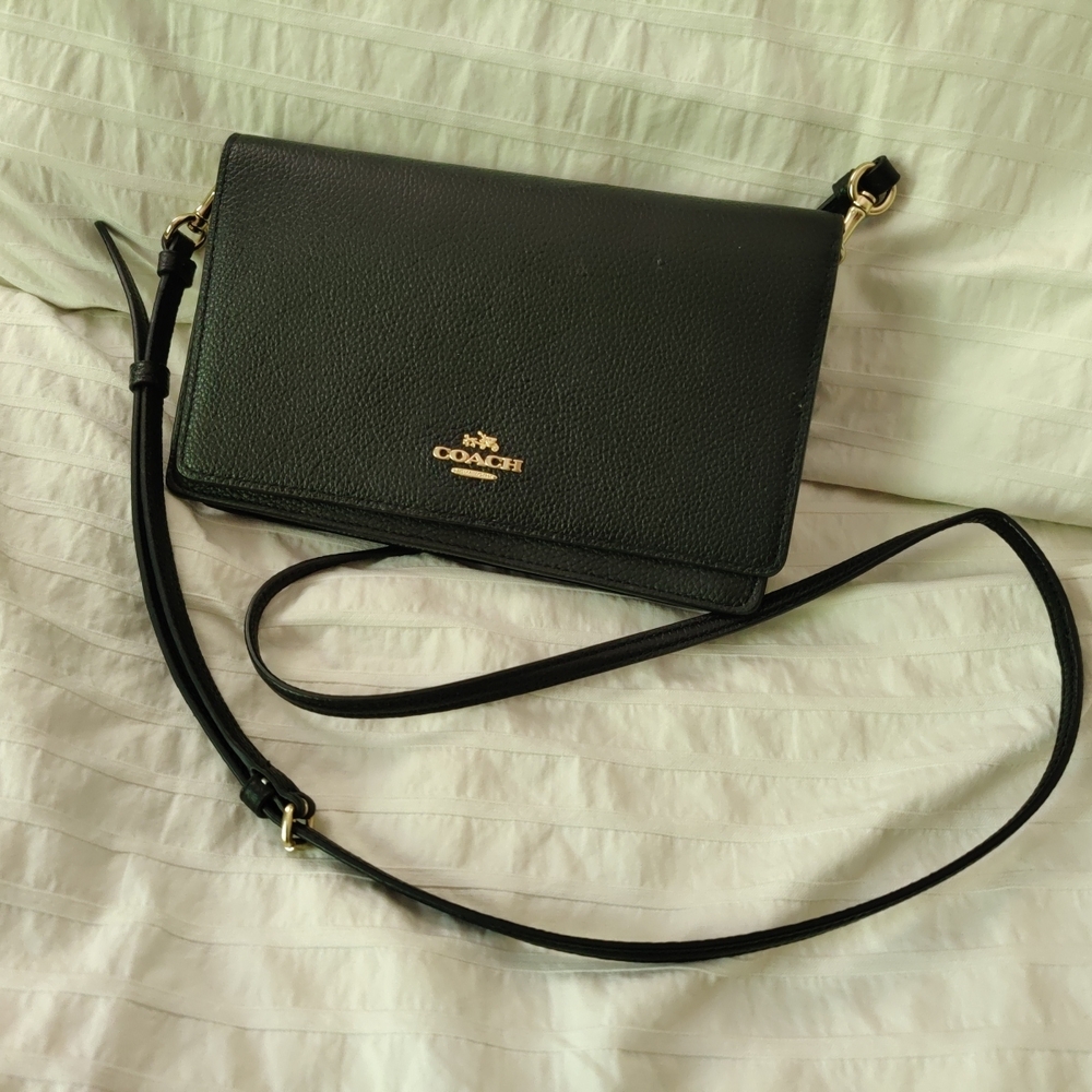 Coach Anna crossbody bag in black pebbled leather